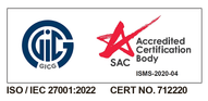 Certificate number 712220, issued by GICG, a SAC-accredited certification body (ISMS-2020-04)